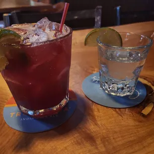 Spicy Hibiscus Margarita &amp; House Tequila Shot