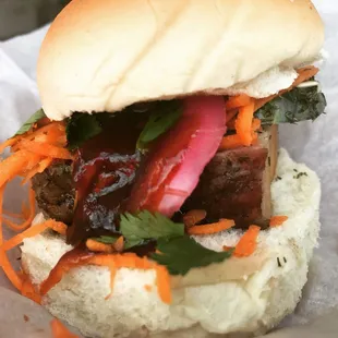 The Saucy Swine's pork belly bahn mi