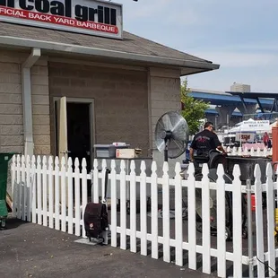 Huge Fred flint stone ribs on the grill.