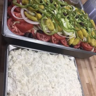 Potato salad and Greek salad