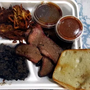 Brisket Dinner, Tater Tots &amp; Rice and Beans