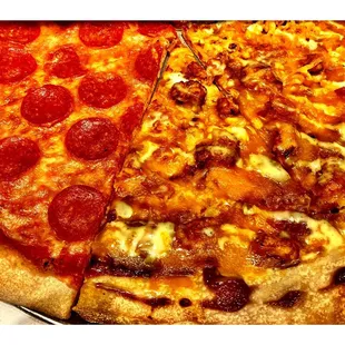 Pepperoni &amp; Sausage  @ .Big G&apos;s Pizza. Open &amp; Rocks! Pizza Slices Ready to Go!..Take Out&amp;Delivery! My Favorite Unconventional Pizza Cool!