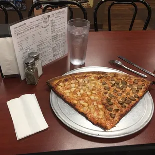 I got two slices, one chicken and one meatball.