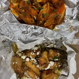 Lemon herb with feta and hot wings ( carry out)