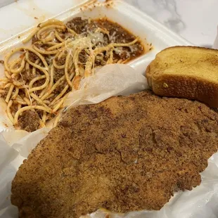 Catfish and spaghetti