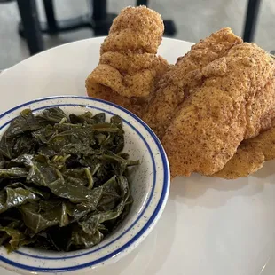Greens and catfish