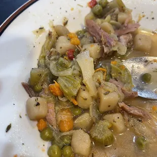 What's left of my smoked turkey and cabbage soup!