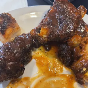 Rib tips after getting started on them. We couldn't wait!