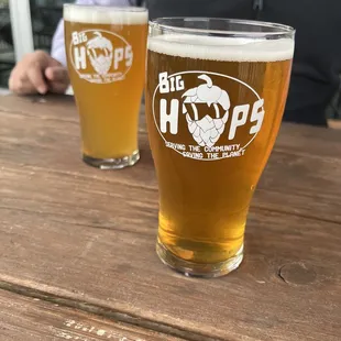 two glasses of beer