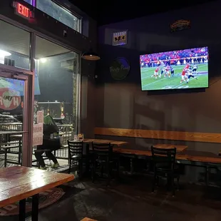 a tv in a restaurant