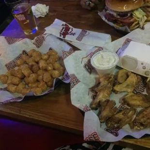 Lemon pepper wings and tots