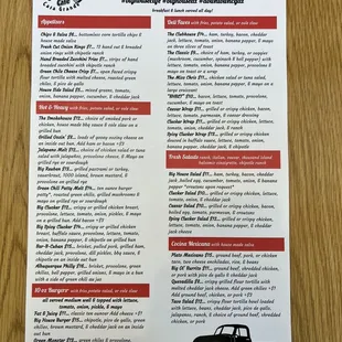 Menu as of 1.27.22