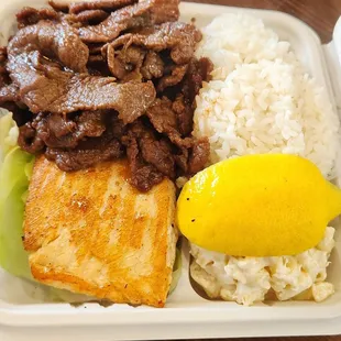 Bbq beef &amp; salmon combo