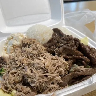 Kalua pork and bbq beef