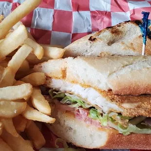 Lunch special catfish poboy