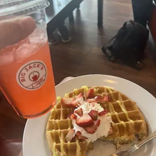 Strawberry iced tea and waffle of the week!