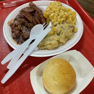 a plate of food on a tray