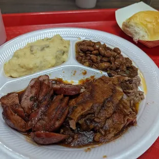 Brisket and Jalapeno Sausage BBQ Plate