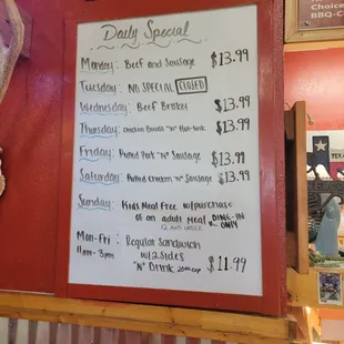 Daily specials