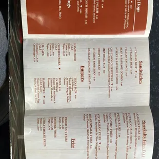 a menu for a restaurant