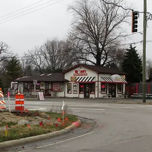 construction work on the corner of a street