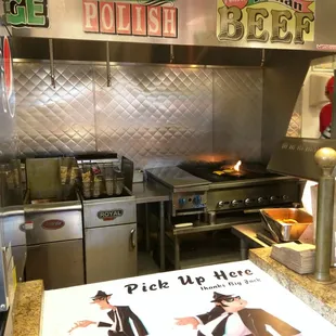 the kitchen of a restaurant
