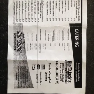 Other side of the menu.