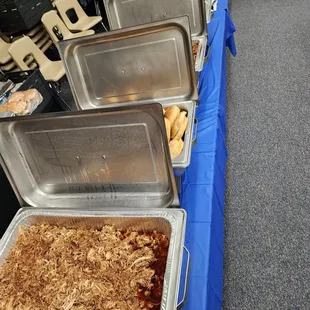 a buffet of food