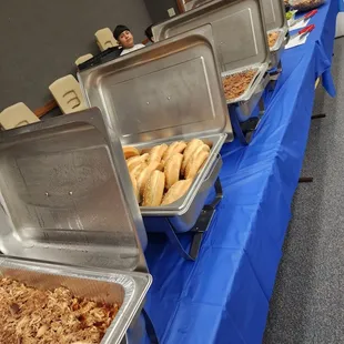a buffet of food