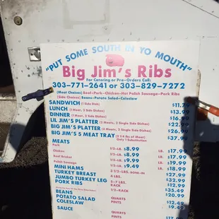 Big Jim&apos;s Menu