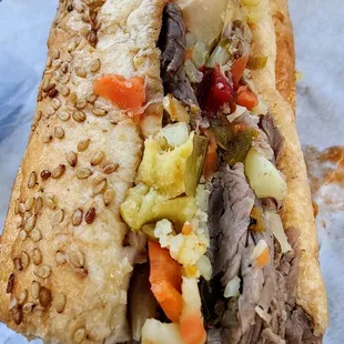 2nd best sandwich is the beef dip. I added giardiniera for $0.50. The provolone is strong with this one. The giard isn&apos;t too spicy.