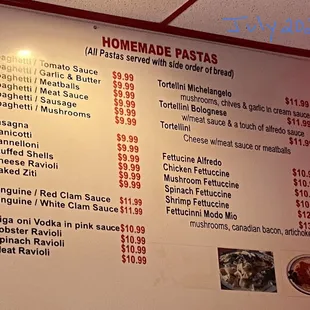 Menu July 2023: pastas