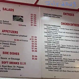 Menu July 2023: Salad, Appetizer, Chicken