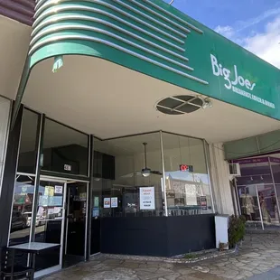 the entrance to the restaurant