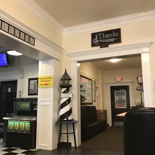 the entrance to the restaurant