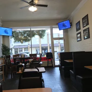 the inside of a restaurant