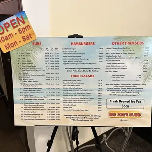 Joe's Menu