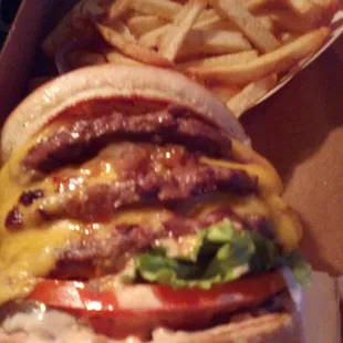 Big John backyard BBQ TripleCheese burger