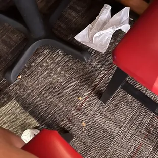 Food and trash on floor