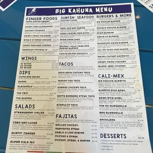 menu