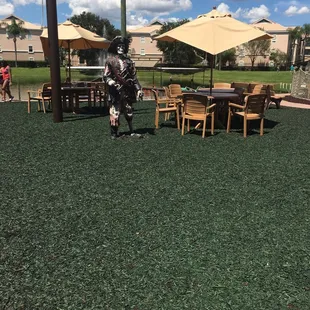 Outdoor seating by Pirates Cove