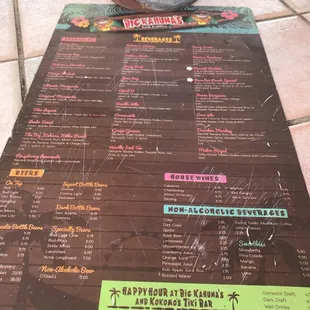 menu