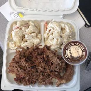 Brisket and Mac salad. Delivered to work for lunch!