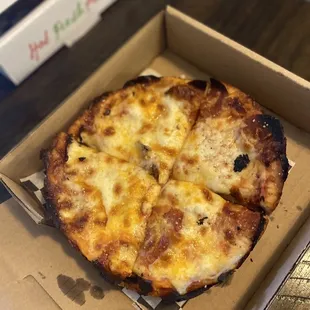 Small pepperoni pizza.