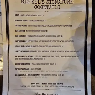 Big Kel&apos;s signature dranks as of 3-9-2024
