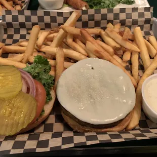 Veggie Burger w/ Provolone, Fries, &amp; a side of Ranch!