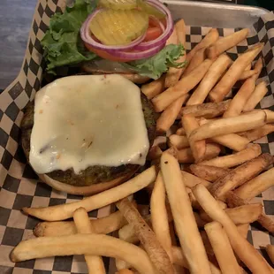 Veggie Burger w/ Pepper Jack Cheese &amp; Fries