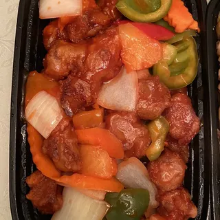 Sweet and Sour Meatless Chicken Lunch Special