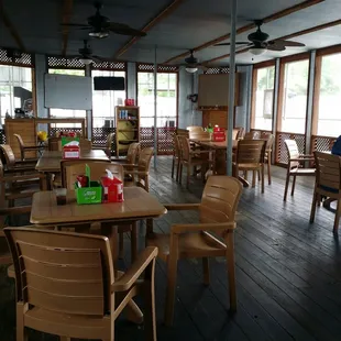 ows a man sitting at a table