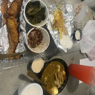 Seafood Gumbo and catfish
